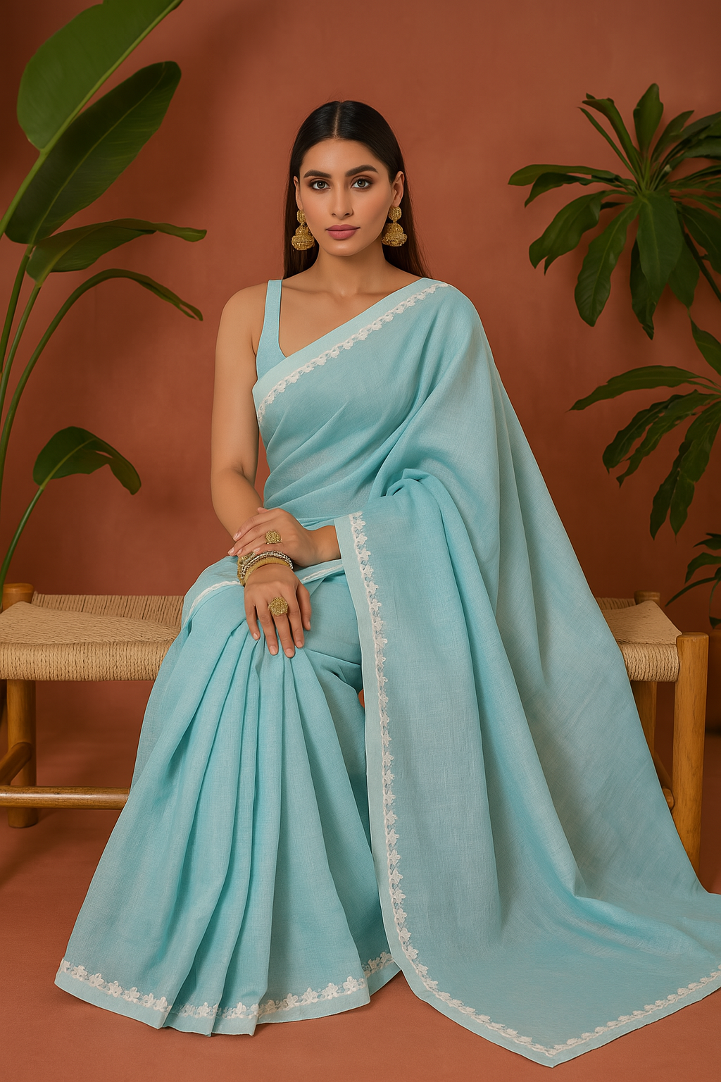 Nayan Tara Lace Border CK Khadi Saree with Blouse Piece